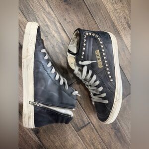 Golden Goose Slide Black Leather Stud Sneakers EU 39 Women’s